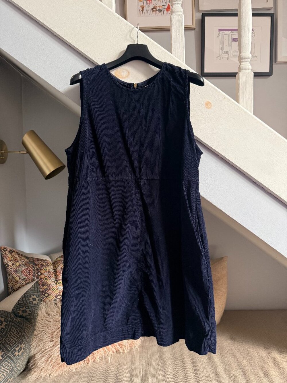 Boden Mini Cord Shift Dress (Navy Blue, US20/22R)